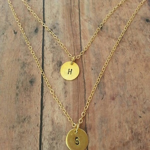 14k Gold Filled Initial Necklace,Double Strand,layered Hand Stamped Custom Necklace,Letter Dainty necklace,Gift for her,Personalized Gift,