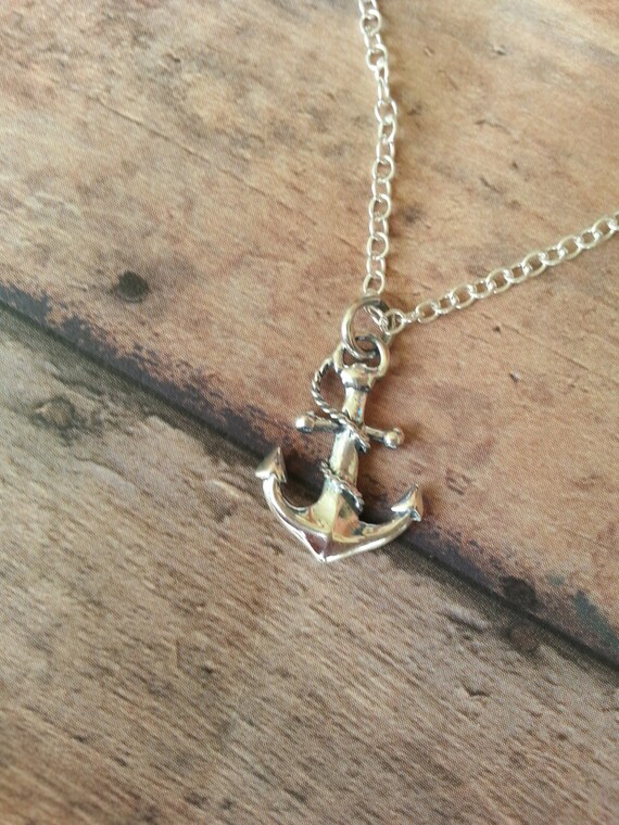 925 Sterling Silver Old Anchor Necklace Nautical navy jewelry anchor pendant top oxidized silver necklace silver ocean necklace