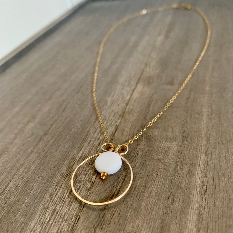Circle Pendant Gift for Her Sun and Moon Necklace Delicate Gold Hammered Necklace