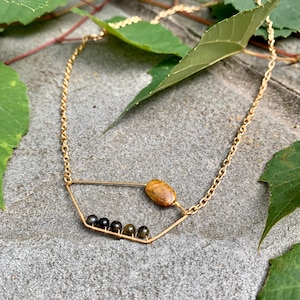 Gold Tiger’s Eye Open Geometric Pendant
