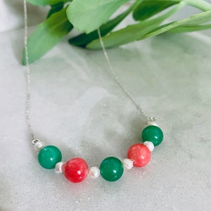Pink and Green Statement Necklace | Pink and Green Beaded Necklace | Summer Jewelry