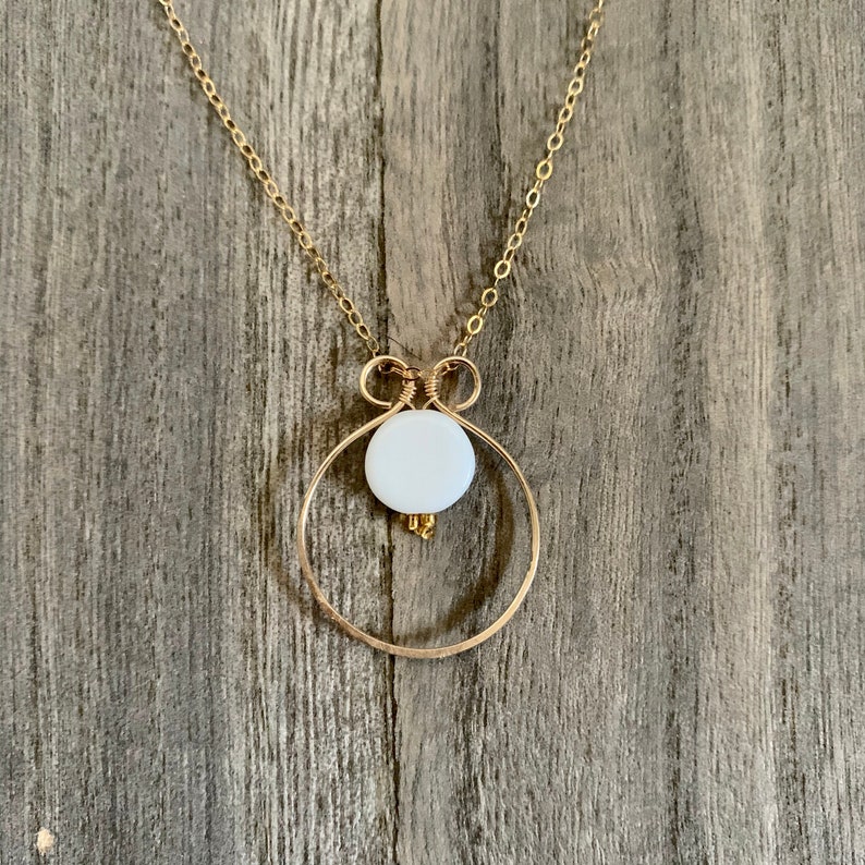 Circle Pendant Gift for Her Sun and Moon Necklace Delicate Gold Hammered Necklace