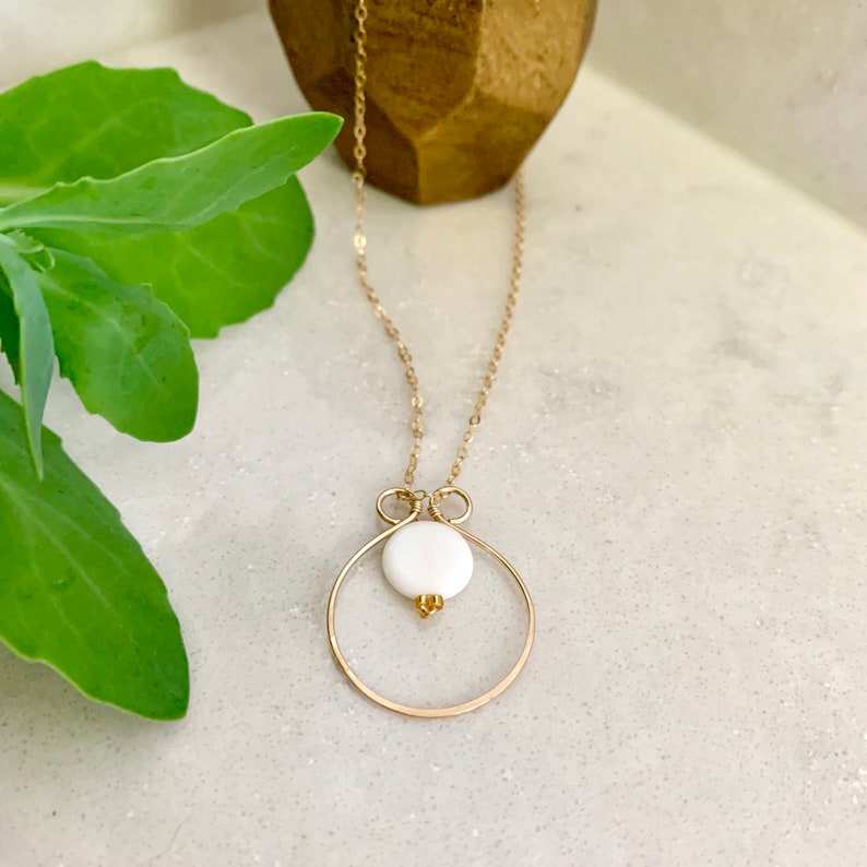 Circle Pendant Gift for Her Sun and Moon Necklace Delicate Gold Hammered Necklace