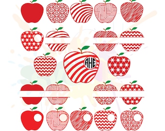Apple Monogram SVG Files, Teacher Back to School SVG (Digital Download)