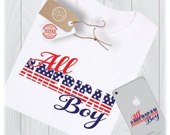 All American Boy SVG, Patriotic 4th of July Cricut Files (Digital Download)