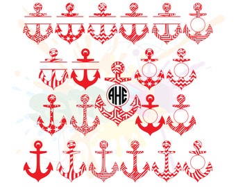 Arquivos SVG de monograma de âncora, arquivo de corte náutico (SVG, DXF)