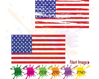Distressed American Flag SVG, 4th of July Design (Cut Files)