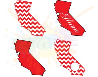California State SVG Cut Files, Scrapbook Silhouette (Digital Download)