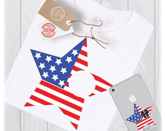4th of July Star Monogram SVG, Patriotic Cricut Files (Digital Download)