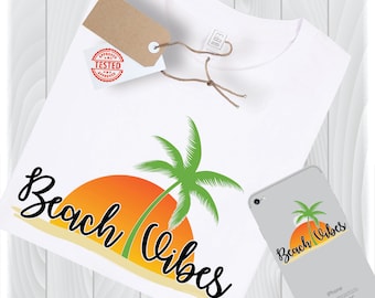Beach Vibes SVG, Summer Vacation Clipart (Digital Files)