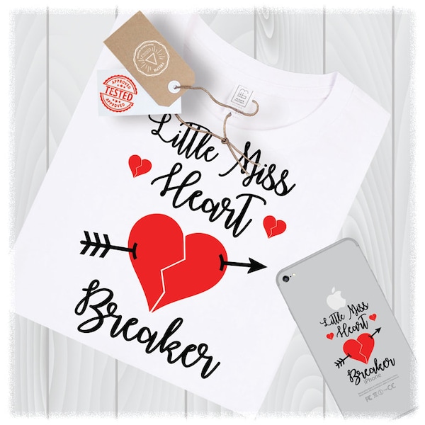 Little Miss Heart Breaker SVG Dateien für Cricut Designs | Valentinstag Svg | Baby Valentinstag Svg | Valentinstag Zitate Svg | Herzen Svg