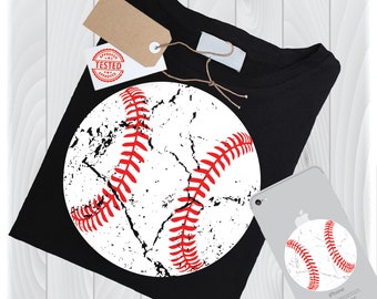 Distressed Baseball SVG, Cricut Cut Files (svg, dxf, pdf, png, gif, jpeg)