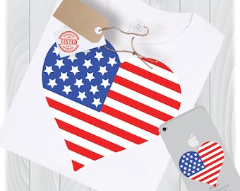Heart Flag SVG Files, Patriotic USA Cricut and Silhouette Designs