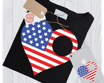 Heart Monogram American Flag SVG, Cricut & Silhouette (Digital Files)