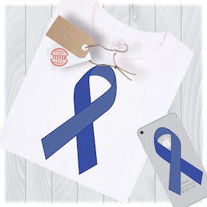 Arquivos Svg de fita azul para Cricut, Cancer Ribbon Svg, Colon Cancer Svg, Arquivo de corte Svg de conscientização sobre o câncer Arquivos Cricut Svg para Silhouette Svg