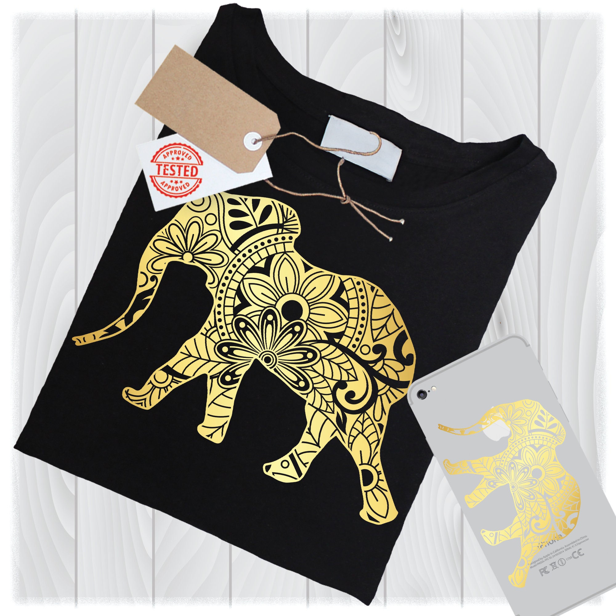 Download Gold Elephant Mandala Svg Files For Cricut Designs Zentangle Etsy