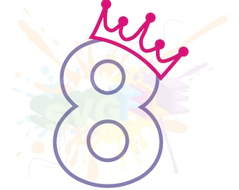 Eighth Birthday Girl Crown SVG, DIY Party Decor (SVG File)