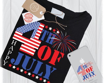 Happy 4th of July SVG, Patriotic Fireworks, Cricut & Silhouette (Digital Files)