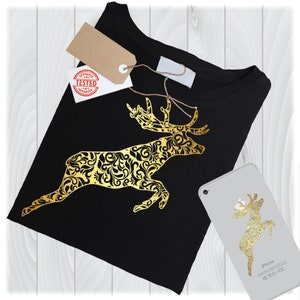 Gold Deer SVG File per Cricut Designs / Christmas Mandala Svg / Zentangle Svg / Christmas Clipart / Christmas Svg Files / Reindeer Svg