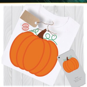 May include: White t-shirt with an orange pumpkin graphic, brown stem, and green vines. A phone case with a similar pumpkin design is next to the shirt. The image also includes the text "CRAZY SALE" and "Cutting File."