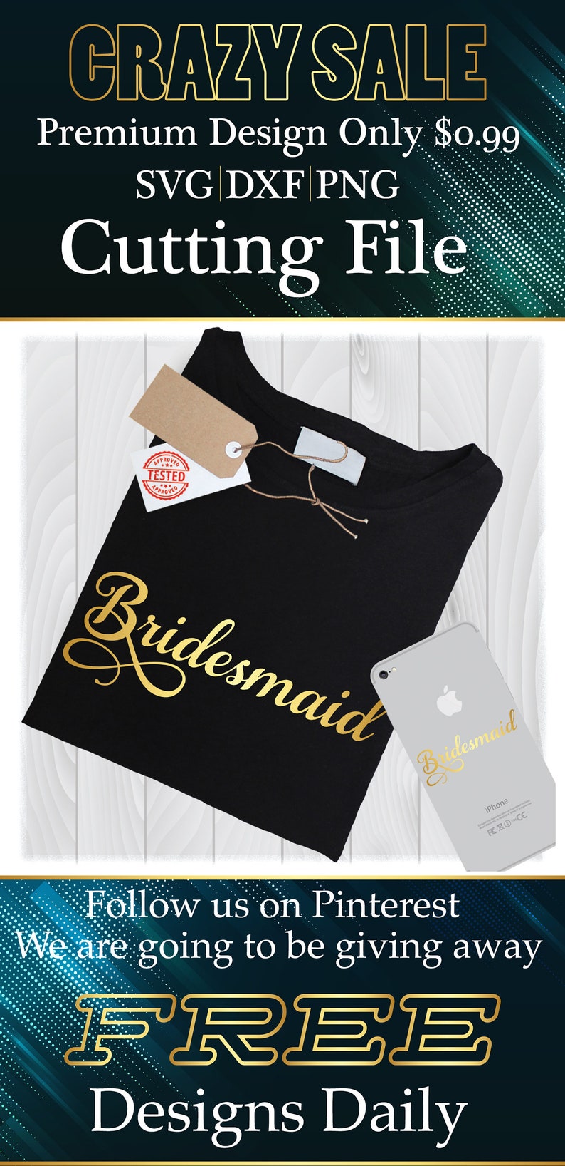 Bridesmaid SVG Files for Cricut, Wedding Party Designs (Digital Files) image 2