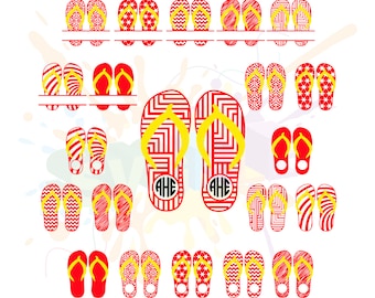 Flip Flop Monogram SVG Files, Summer Beach Cut Files (Digital Download)