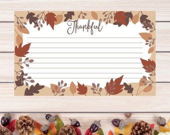 Thankful Cards Printable, Thanksgiving Table Cards Download, Thankful Table Decor, Thankful Notecard, Thankful Notes