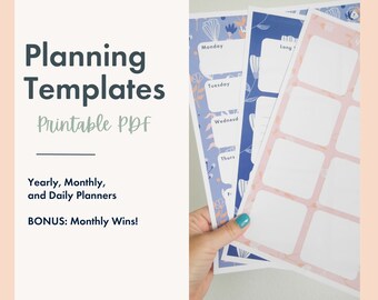 Feminine Planner with Flowers, Planner Printable Templates, To Do List Printable