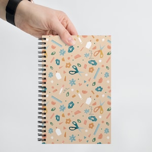 Crafty Patterned Spiral Notebook, Dot Grid Journal, Small Notebook