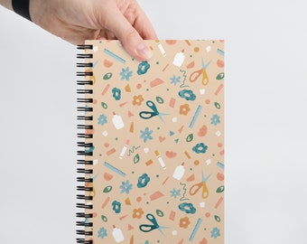 Crafty Patterned Spiral Notebook, Dot Grid Journal, Small Notebook