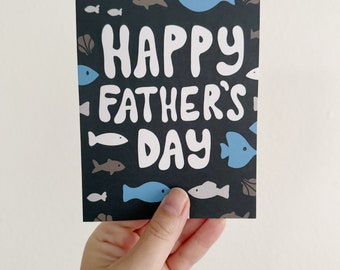 Modern Fish Father's Day Card: Coastal Blue A2 Blank Card