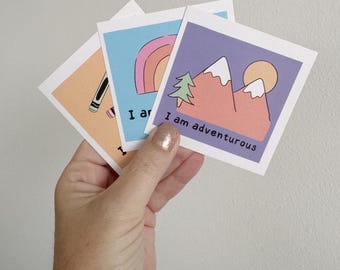 Positive Affirmation Cards for Kids: Mindful Messages with Wooden Stand