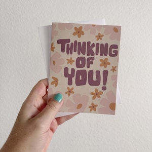 Carte Pensez à vous, carte de voeux florale rose et or, carte d'encouragement, carte de sympathie, juste parce que, carte A2, carte vierge