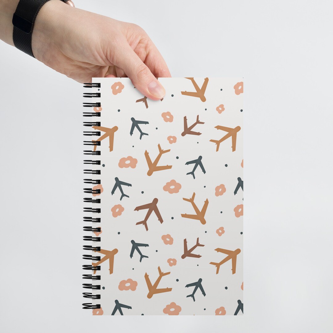 Fly Notebook Airplane Patterned Spiral Notebook, Travel Dot Grid Journal, Small ...