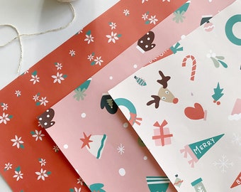 Crafty Christmas Gift Wrap Sheets, Holiday Designs (Set of 3)