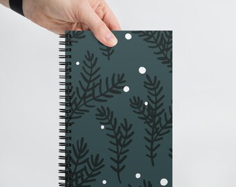 Holiday Pine Spiral Notebook, Green Holiday Journal, Christmas Notebook, Green Pine Journal
