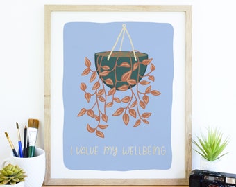 Inspirational Plant Art Print, Positive Affirmation Art, House Plant Art, Wall Art 8by10