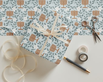 Modern Hanukkah Wrapping Paper Sheets: Dreidel Gift Wrap