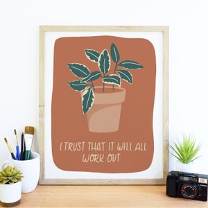 Inspirational Plant Art Printable, Positive Affirmation Art, House Plant Art, 8by10