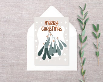 Printable Mistletoe Christmas Card, Holiday Printable Greeting Card, Mistletoe Holiday Card, Printable Holiday Cards, Cards Printable