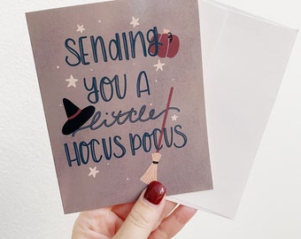 Sending You A Little Hocus Pocus Card, Halloween Greeting Card, Witch Card, Halloween Cards, Greeting Card