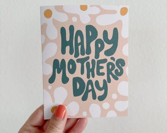 Happy Mother’s Day Card with Daisy Design | Whimsical Floral Greeting Card | Cute Spring Card for Mom | Illustrated Card | Blank Card