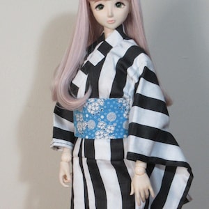 black and white stripe 50 cm bjd doll yukata angelphilia obitsu