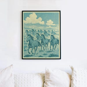 Blue Horses Art Print