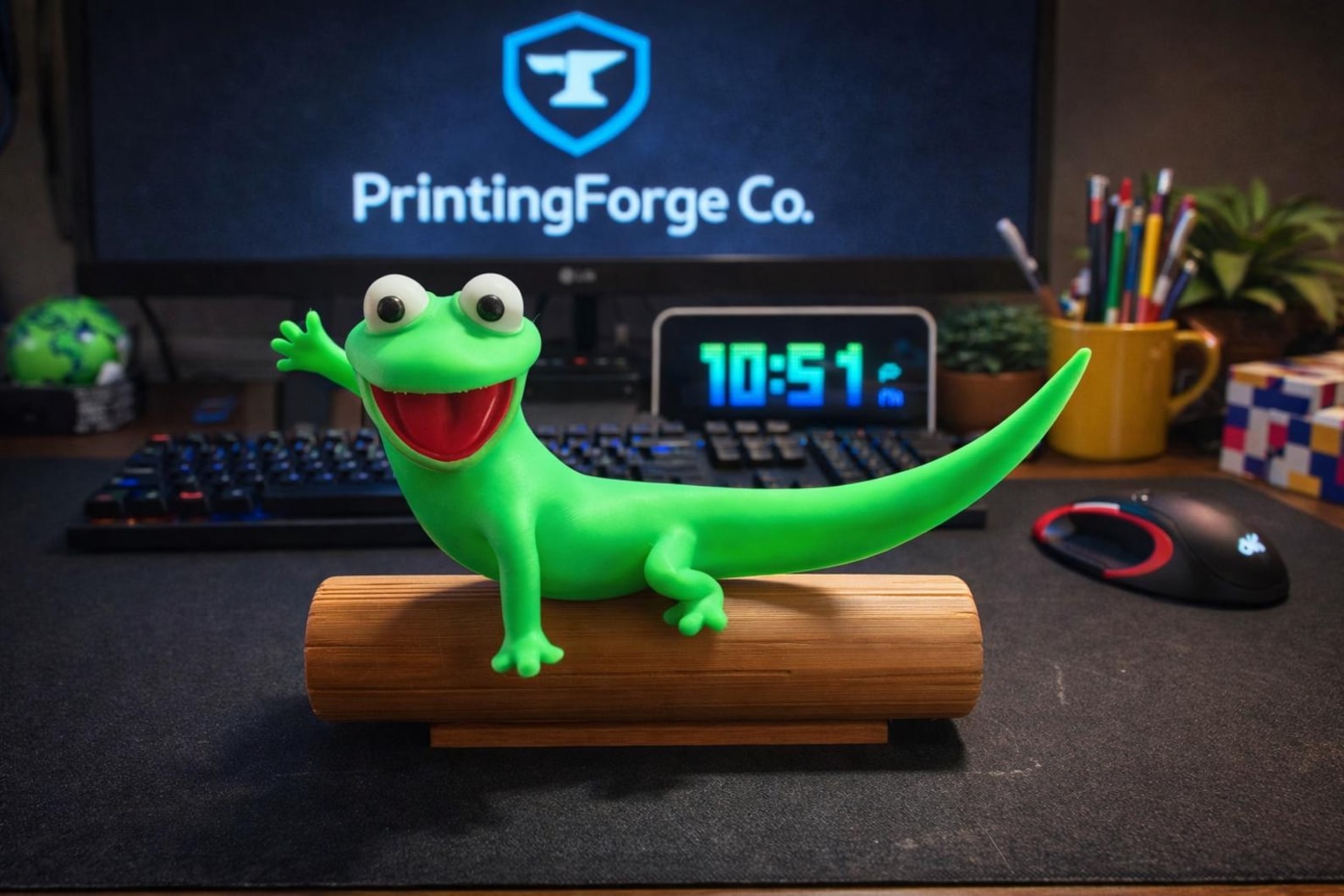 Hoppers-inspired Funny Green Lizard Desk Buddy on Log - Etsy