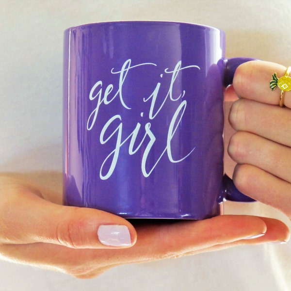 SALE: IMPERFECT Get It Girl Mug // Purple Coffee Mug // Motivational Coffee Mug // Women's Inspirational Mug // Girl Boss Mug