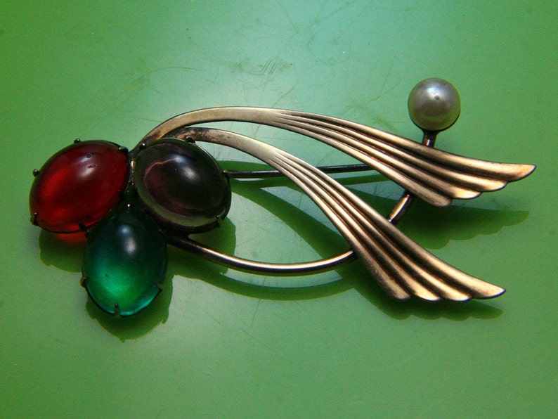 14k Brooch Pin Vintage Art Deco Symmetalic Sterling