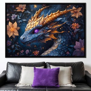 Das Strahlen des Himmlischen Drachen: Fantasy Wandkunst | Mystisches Dekor | Drachen Gemälde | Ätherische Kunst | Home Decor von NICHECANVAS