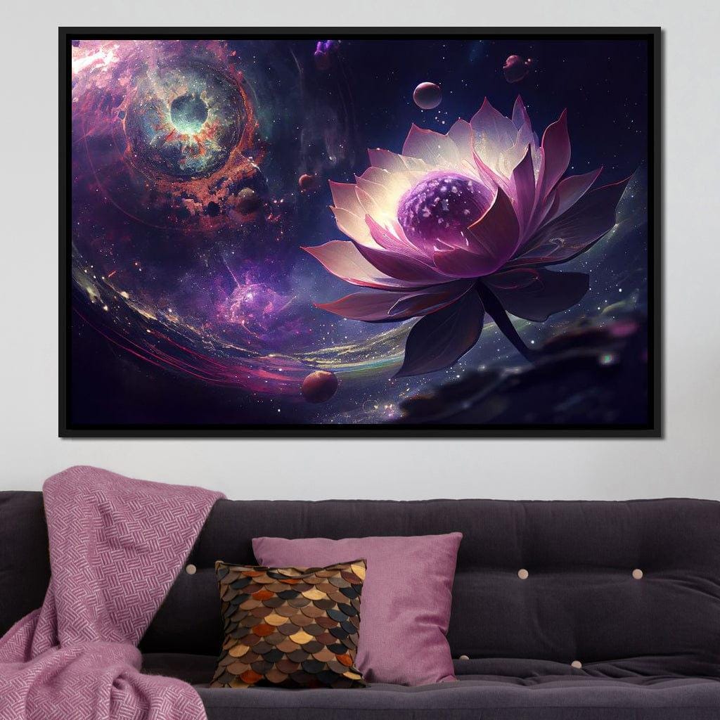 Divine Lotus Flower: Spiritual Wall Art Galaxy Lotus Painting Elegant