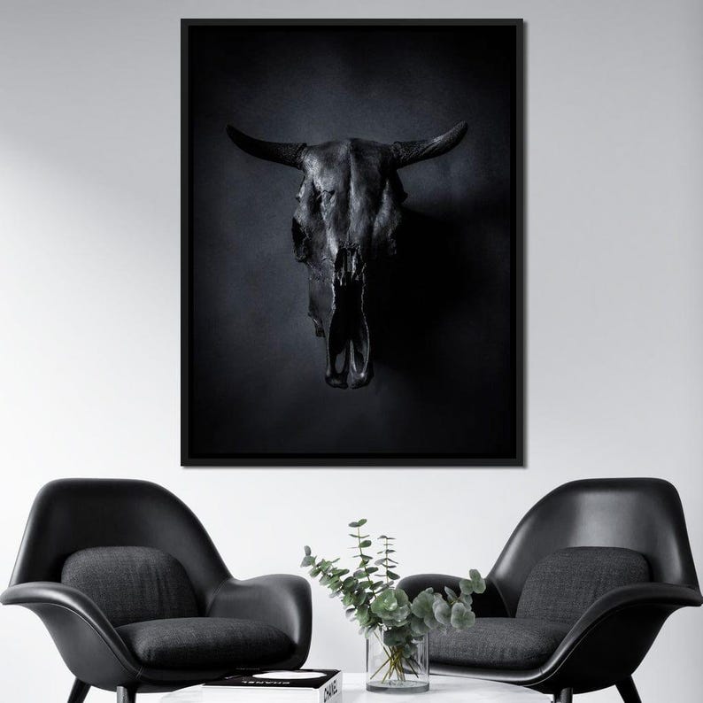 Black Bull Skull - NicheCanvas